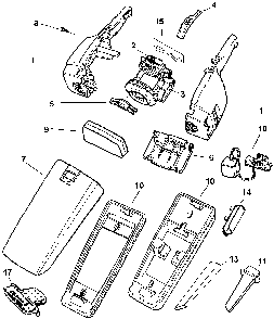 Exploded Diagram A Diagram and Parts List for HV4400-04 Type 1 Black and Decker Hand Vacuum